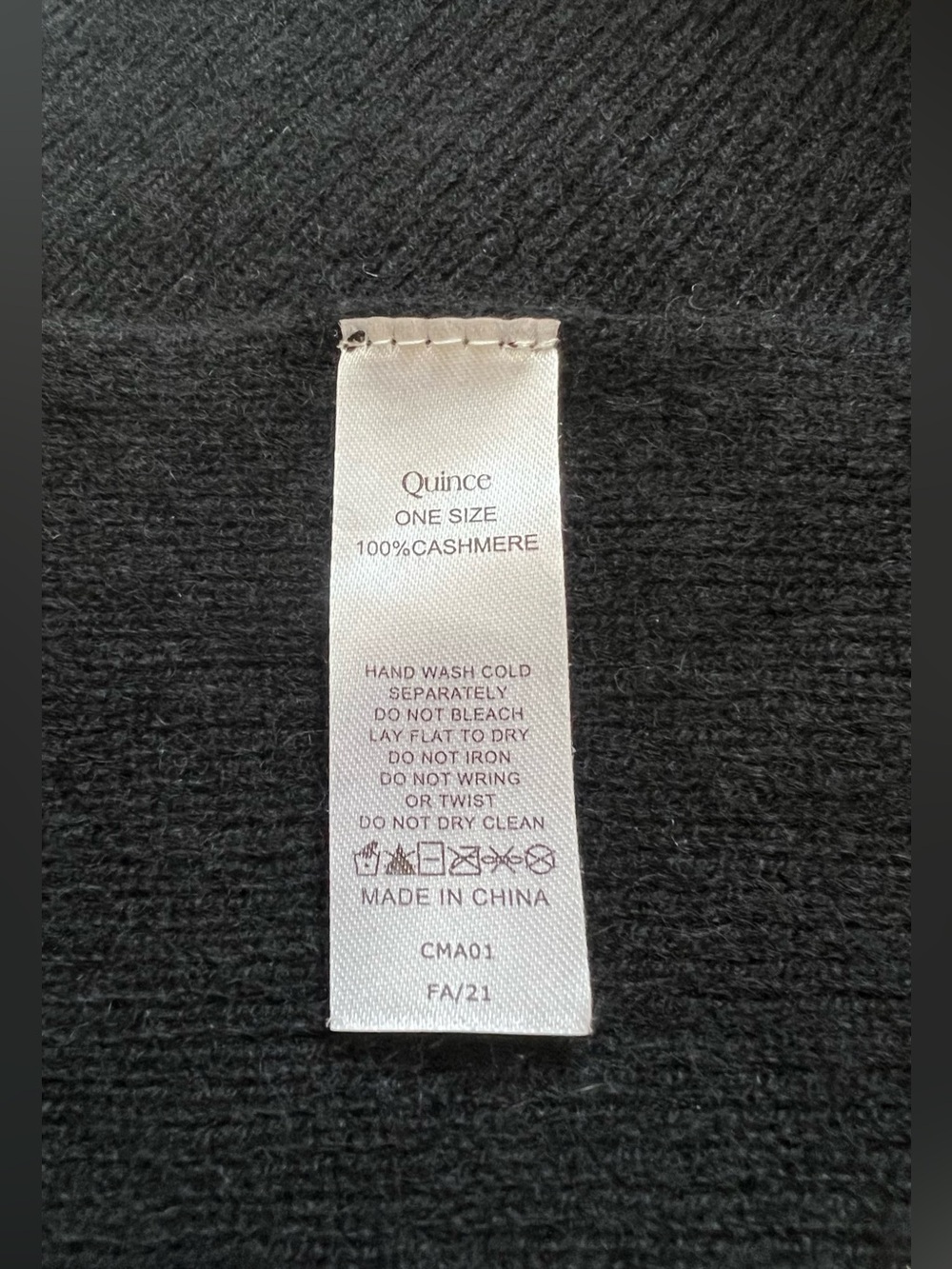 Quince 100% Mongolian Cashmere Long Micro Ribbed Scarf Black Minimalist Cozy - Picture 8 of 9
